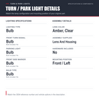 Corner Parking Signal Light Left Driver for 98-00 Ford Ranger Pickup