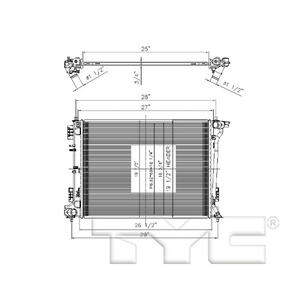 Radiator for 16-19 Hyundai Tucson 2.0L L4 Automatic Single Row