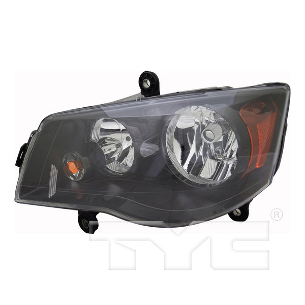 Halogen Headlight LH Driver Side for 14-20 Dodge Grand Caravan Black Bezel