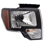 Headlight Front Lamp for Ford F-150 Pickup (w/o Logo) Black Right Passenger Side