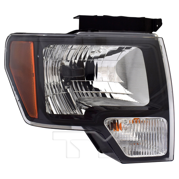 Headlight Front Lamp for Ford F-150 Pickup (w/o Logo) Black Right Passenger Side