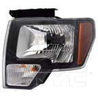 Headlight Front Lamp for Ford F-150 Pickup (w/o Logo) Black Left Driver Side
