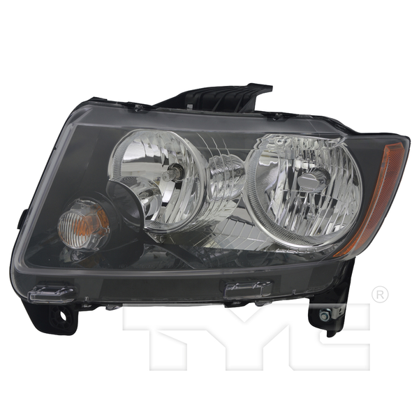 Black Headlight Front Lamp (w/o Logo) Left Driver for 13-17 Jeep Compass