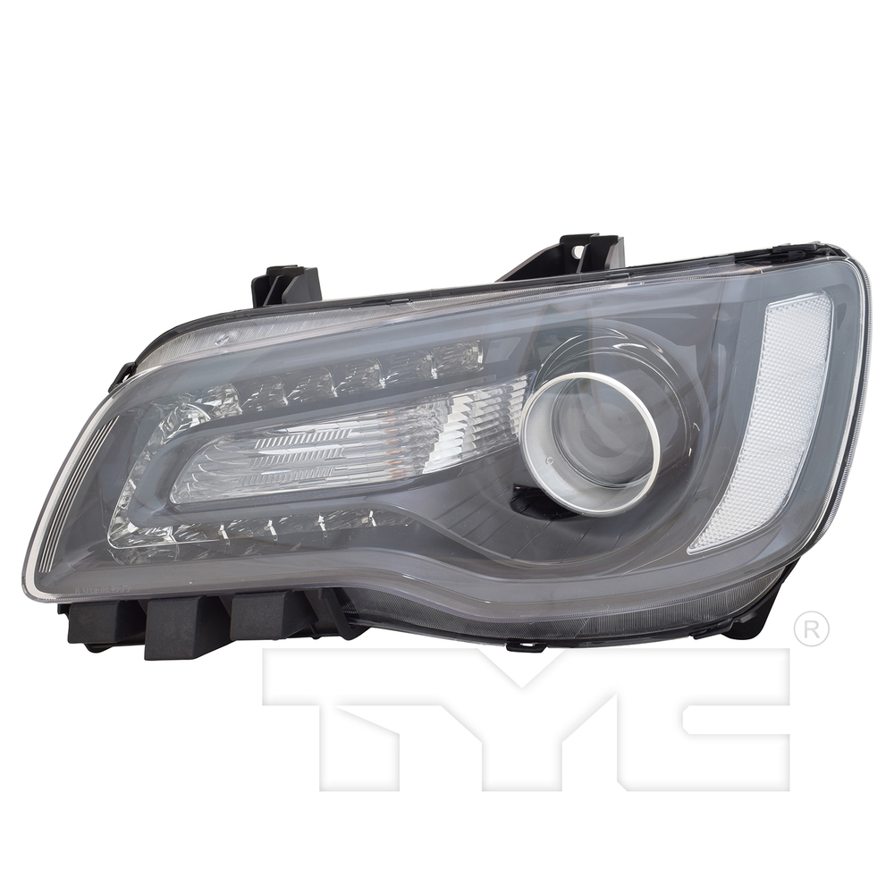 Halogen Headlight w/LED DRL (Dark Bezel) Left Driver for 15-17 Chrysler 300
