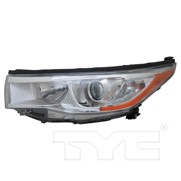 Headlight Lamp for 14-16 Toyota Highlander w/o Smoked Chrome Left Driver CAPA