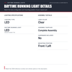 Daytime Running Light Fog Lamp DRL for 10-14 Mercedes E-Class Sedan Left Side