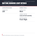 LED Daytime Running Light DRL Fog Lamp for 17-19 Toyota Corolla Passenger Right