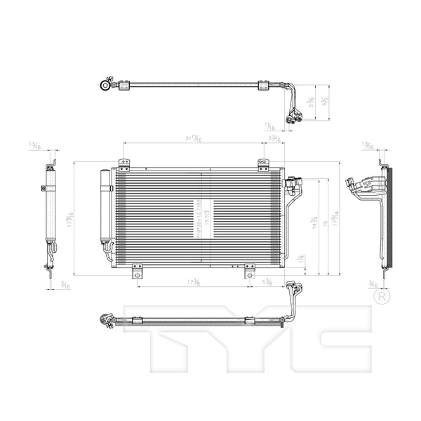 AC Condenser for 14-18 Mazda Mazda-3/Mazda-6 w/Receiver & Dryer (PFC)