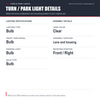 Parking Corner Signal Light for 97-98 Jeep Grand Cherokee Passenger Right