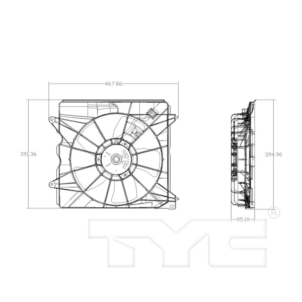 Radiator & Condenser Cooling Fan Assembly for 09-13 Acura TSX 2.4L AC3115124
