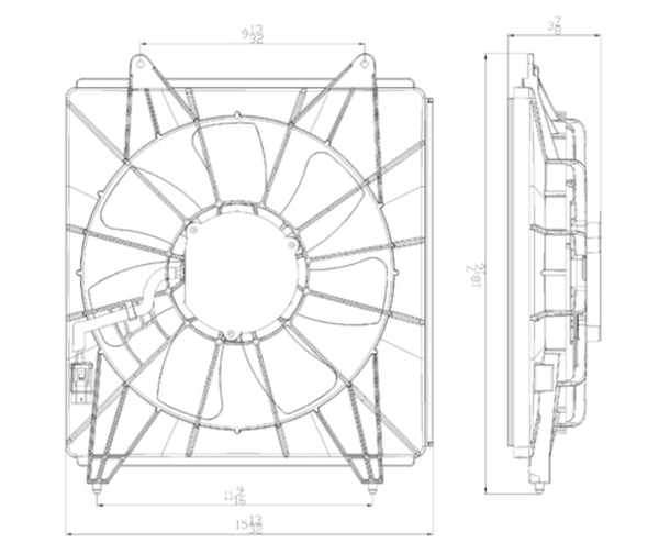 Condenser Cooling Fan Assembly for 13-17 Honda Accord L4 HO3113134 38616-5A2-A02