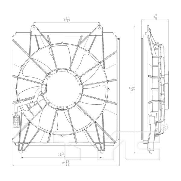 Condenser Cooling Fan Assembly for 13-17 Honda Accord V6 HO3113133 38611-RL8-A01