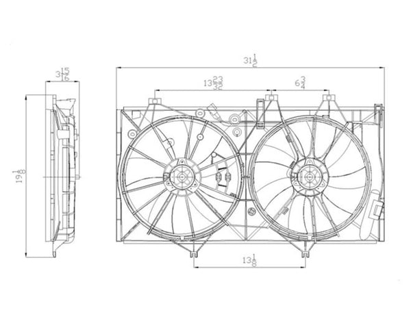 Dual Radiator & Condenser Cooling Fan Assembly for 12-17 Toyota Camry 2.5L Gas