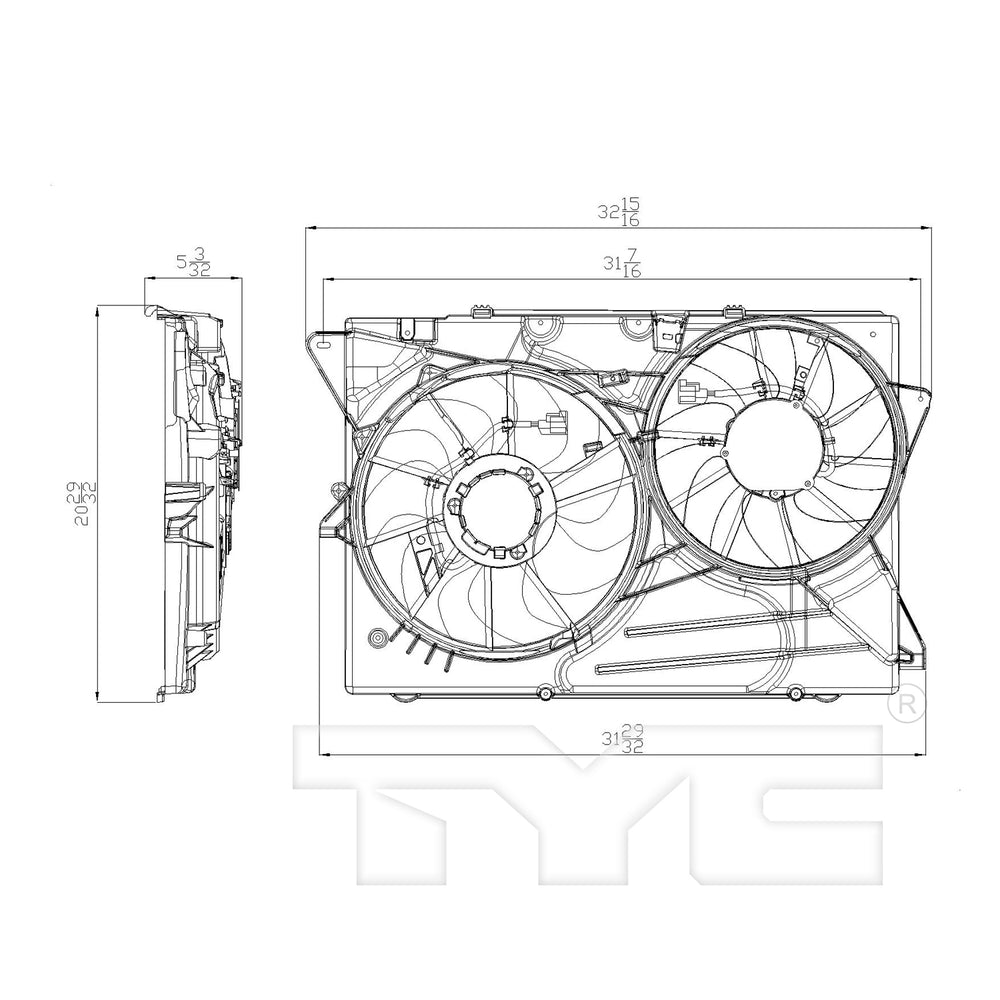 Radiator & Condenser Cooling Fan for 12-12 Ford Explorer 2.0L/11-12 3.5L