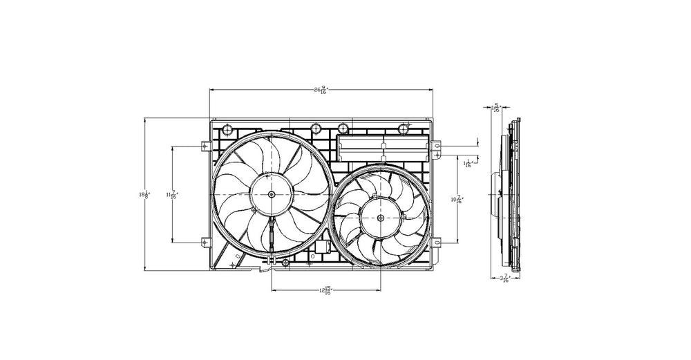 Radiator Condenser Cooling Fan Assembly for 09-10 Volkswagen Jetta Sedan Diesel