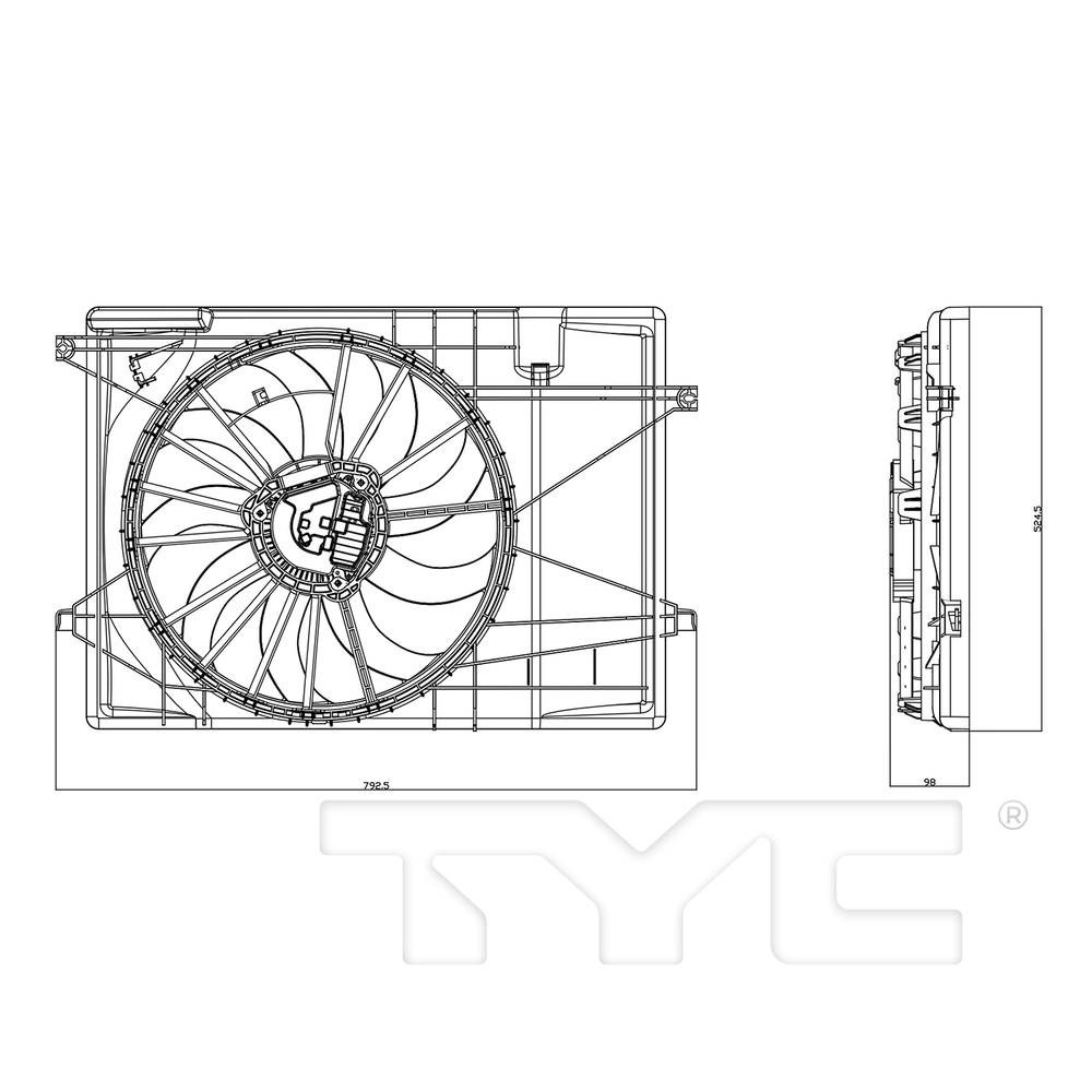 Radiator & Condenser Cooling Fan for 20-23 Kia Telluride KI3115159 25380-S9000