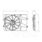Cooling Fan Assembly for 22-23 Hyundai Santa Fe 2.5L 25380-S1400 HY3115180