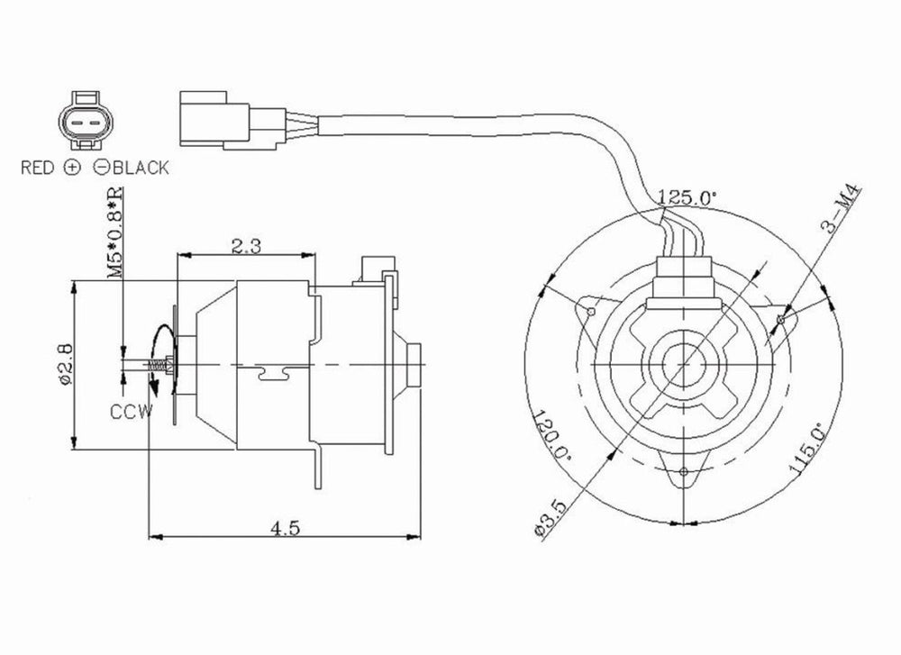Condenser Cooling Fan Motor for 00-01 Toyota Camry L4 TO3116107 16363-74370