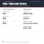 Parking Corner Signal Light for 97-98 Toyota 4Runner Driver Left