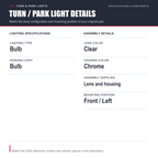 Parking Corner Signal Light for 95-97 Toyota Avalon Driver Left