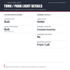 Corner Turn Signal Light for 98-00 Toyota Tacoma Pickup Left Driver Side