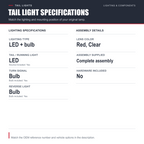 LED Tail Light Rear Lamp Right Passenger for 11-19 Dodge Grand Caravan