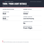 Parking Light for 87-91 Ford Bronco/Pickup w/o Bright Trim Right Passenger Side